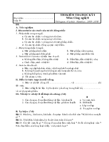 Thi kiểm tra học kỳ I môn: Công nghệ 8