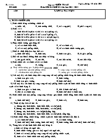 Tiết 15: Kiểm tra 45 phút môn: Công nghệ 8 năm học 2011 - 2012