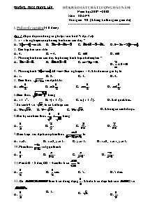 Đề khảo sát chất lượng đầu năm môn: Toán 9