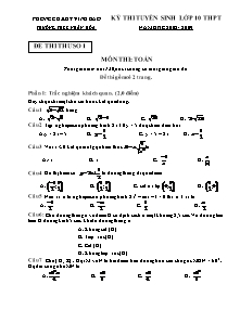 6 đề thi thử tuyển sinh vào 10 THPT môn Toán