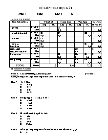 Đề 1 kiểm tra học kỳ 1 môn : toán lớp : 6