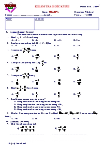 Đề 1 Kiểm tra học kỳ II năm học: 2007-2008 môn: toán 6 thời gian: 90 phút