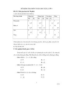 Đề 1 kiểm tra môn toán, học kì II, lớp 6 đề số 2 (thời gian làm bài: 90 phút)