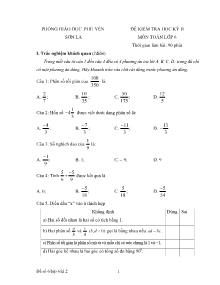 Đề 23 kiểm tra học kỳ II môn toán lớp 6 thời gian làm bài: 90 phút