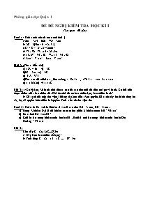 Đề đề nghị kiểm tra học kì I thời gian : 60 phút