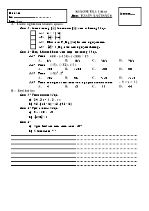 Đề Kiểm tra 1 tiết môn: toán đại số 6