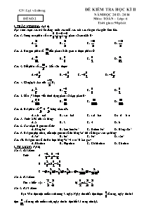 Đề kiểm tra học kì II năm học 2013 - 2014 đề số 2 môn: toán - lớp: 6 thời gian: 90 phút