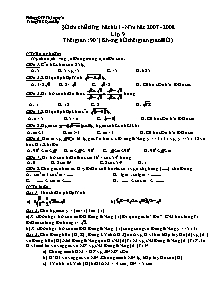 Đề thi chất lượng học kỳ I - Năm học 2007 - 2008 lớp 9 thời gian : 90 phút ( không kể thời gian giao đề )