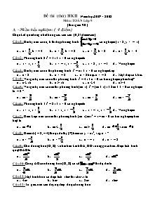 Đề thi (thử) học kì II môn: Toán lớp 9