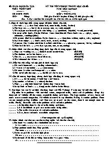 Đề thi tốt nghiệp trung học cơ sở Thừa Thiên Huế năm học 2004-2005 môn: Tiếng Anh