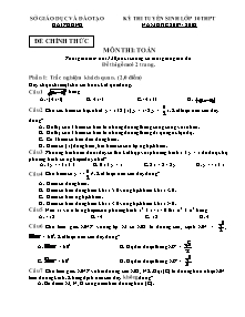 Đề thi tuyển sinh lớp 10 THPT (Hải Phòng) năm học 2007 - 2008 môn Toán