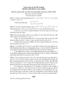 Đề thi tuyển sinh vào lớp 10 năng khiếu năm học 2003-2004 môn Toán