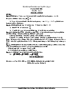 Đề thi tuyển sinh vào lớp 10 THPT năm học 2000 - 2001 môn thi: Toán