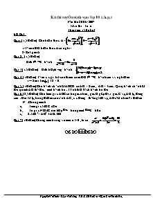 Đề thi tuyển sinh vào lớp 10 THPT năm học 2006 - 2007 môn thi: Toán