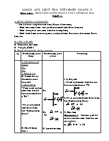 Giáo án chủ đề tự chọn Toán 9 chủ đề 1: Một số dạng toán về căn bậc hai