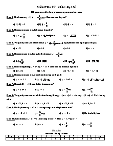 Kiểm tra 15’ môn: Đại số 9