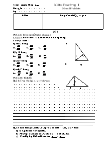 Kiểm tra chương 1 môn: Hình học 9