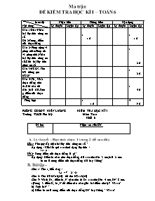 Kiểm tra học kỳ I môn: toán khối 6