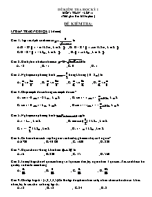 2 Đề kiểm tra học kỳ I môn: Toán - Lớp 11