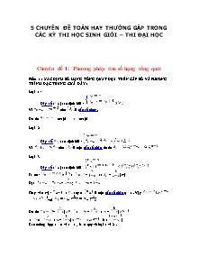 5 Chuyên đề toán hay thường gặp trong các kỳ thi học sinh giỏi – thi đại học