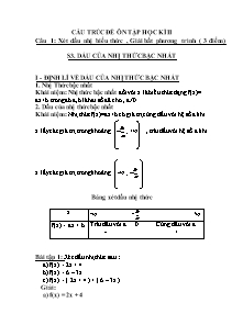 Bài giảng môn toán lớp 10 - Bài 03: Dấu của nhị thức bậc nhất