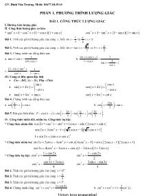 Bài giảng môn toán lớp 10 - Bài 1: Công thức lượng giác