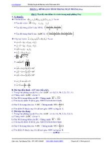 Bài giảng môn toán lớp 10 - Bài 1: Tọa độ của điểm và véctơ trong mặt phẳng Oxy