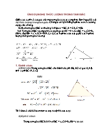 Bài giảng môn toán lớp 10 - Ứng dụng hệ thức lượng trong tam giác