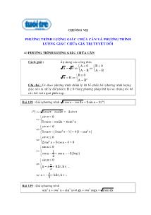 Bài giảng môn toán lớp 12 - Chương VII: Phương trình lượng giác chứa căn và phương trình lượng giác chứa giá trị tuyệt đối