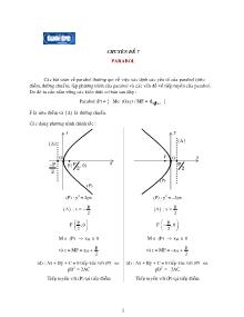 Bài giảng môn toán lớp 12 - Chuyên đề 7 parabol