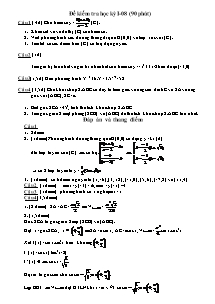 Bài giảng môn toán lớp 12 - Đề kiểm tra học kỳ I-năm 2008 (90 phút)