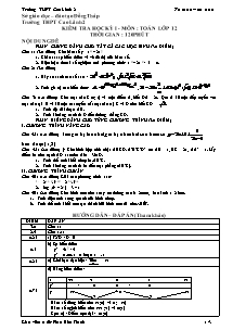 Bài giảng môn toán lớp 12 - Kiểm tra học kỳ 1 - Môn : toán lớp 12 thời gian : 120 phút