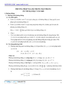 Bài giảng môn toán lớp 12 - Phương pháp tọa độ trong mặt phẳng ôn thi đại học năm 2009