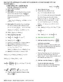 Bài tập về giới hạn của dãy số và hàm số