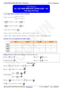 Các phép biến đổi lượng giác – Phần 1