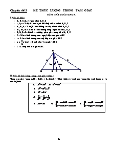 Chuyên đề 9 Hệ thức lượng trong tam giác