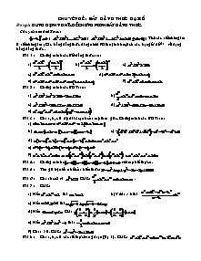 Chuyên đề : Bất đẳng thức đại số