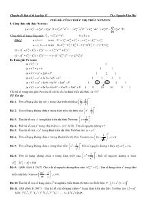 Chuyên đề Đại số tổ hợp lớp 11 - Chủ đề: Công thức nhị thức Newton