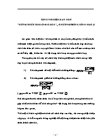 Chuyên đề Kinh nghiệm dạy học “công thức khoảng cách” chương trình hình học 12