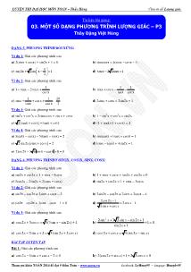 Chuyên đề Lượng giác: Một số dạng phương trình lượng giác – Phần 3