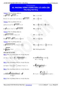 Chuyên đề Lượng giác: Phương trình lượng giác có chứa căn