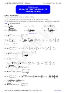 Chuyên đề luyện thi đại học môn toán - Bài 12: Các phương pháp tính tích phân
