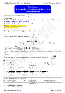 Chuyên đề luyện thi đại học môn toán - Bài 4: Nguyên hàm của hàm hữu tỷ