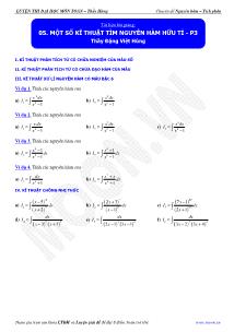 Chuyên đề luyện thi đại học môn toán - Bài 5: Một số kĩ thuật tìm nguyên hàm hữu tỉ