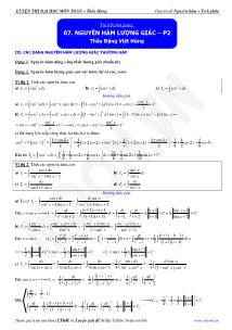 Chuyên đề luyện thi đại học môn toán - Bài 7: Nguyên hàm lượng giác