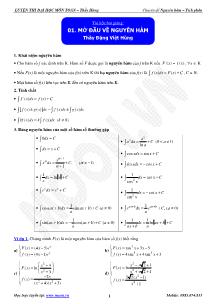 Chuyên đề luyện thi đại học môn toán - Mở đầu về nguyên hàm