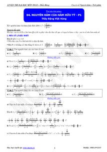 Chuyên đề luyện thi đại học môn toán - Nguyên hàm của hàm hữu tỷ (tiếp)