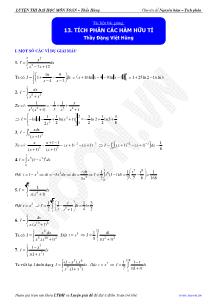 Chuyên đề luyện thi đại học môn toán - Tích phân các hàm hữu tỉ