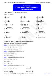 Chuyên đề luyện thi đại học môn toán - Ứng dụng của tích phân - phần 1