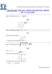 Chuyên đề: Phương trình, hệ phương trình mũ và logarit